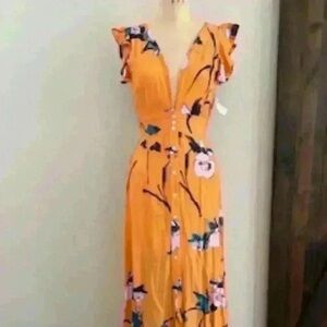 Maaji Vibrant Orange Floral Maxi Dress
